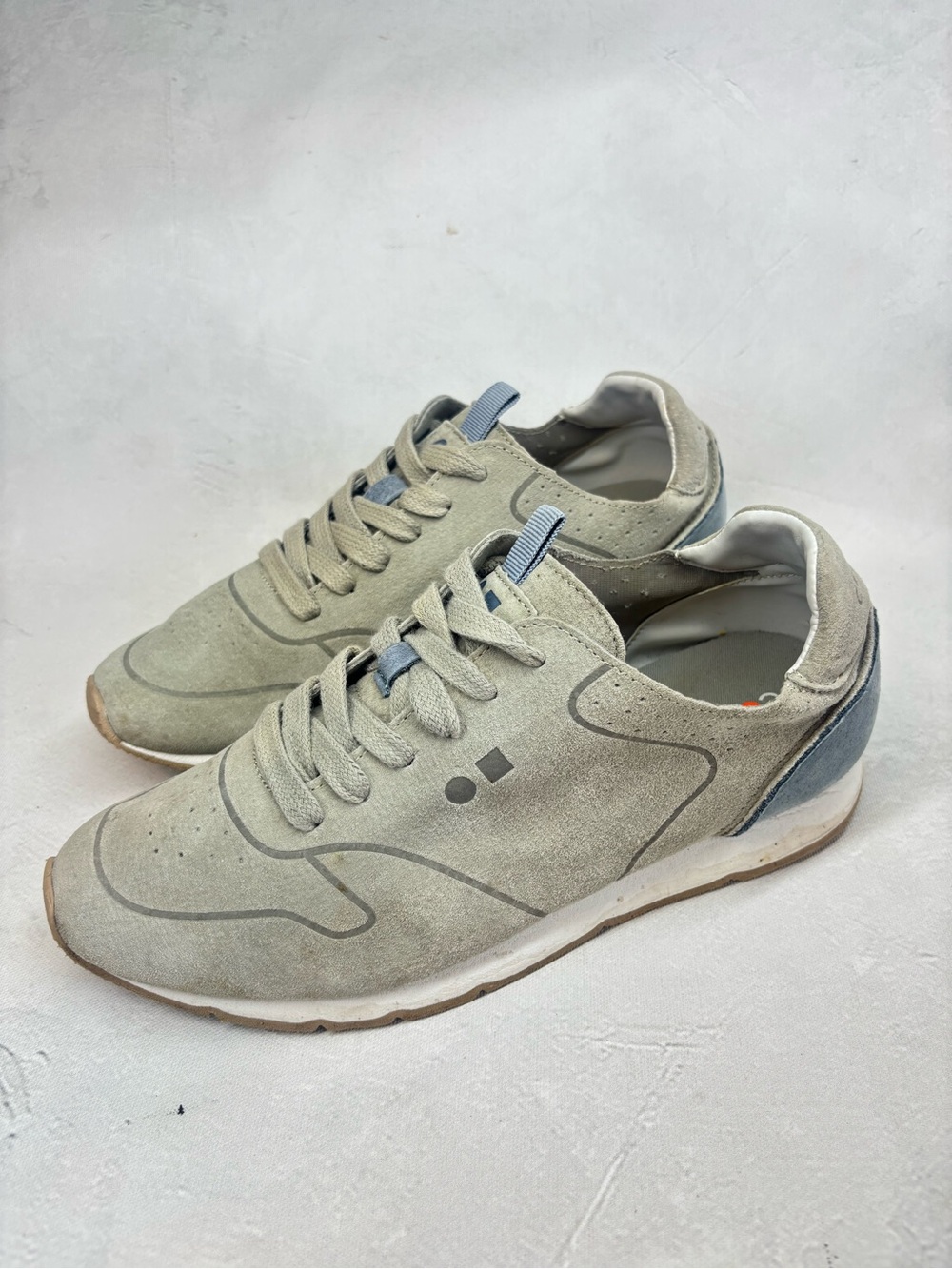 Coolway Casual Suede Runner Sneakers Trainers, suede,,Light Gray & blue, size 7